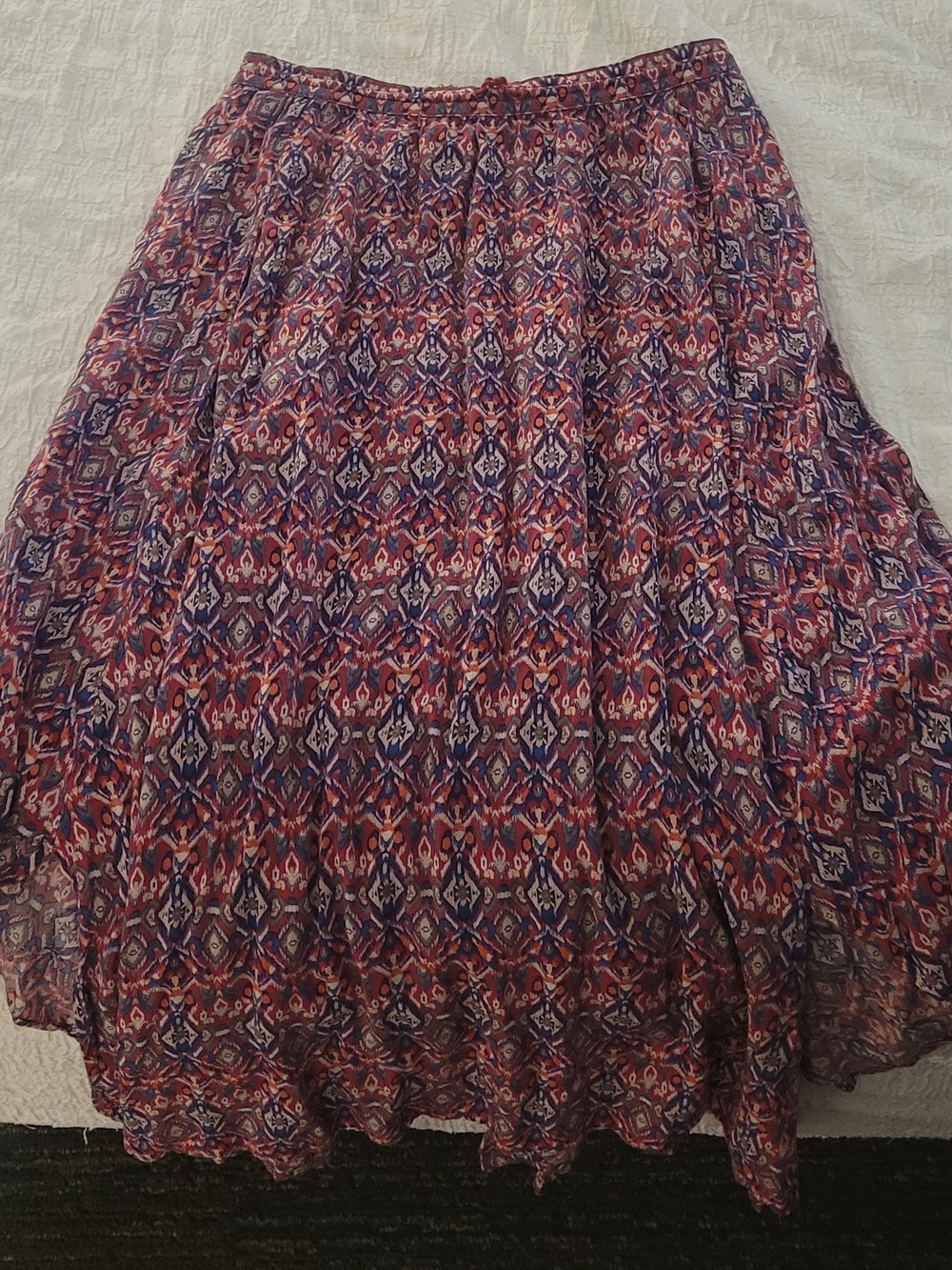 Hollister Printed Midi Skirt in Purple and Red Tones